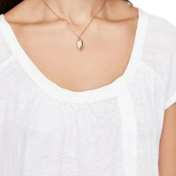 Free People White Keep It Casual Linen Blend Oversized T-Shirt, sz XS - Picture 7 of 12